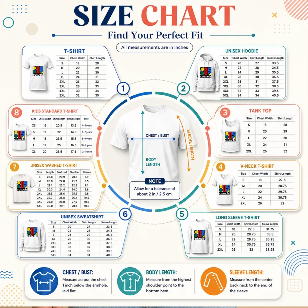 pretty-80s-casuals-lgo-size-chart Size chart for Pretty 80s Casuals Lgo with measurements in inches and cm to help choose the right fit