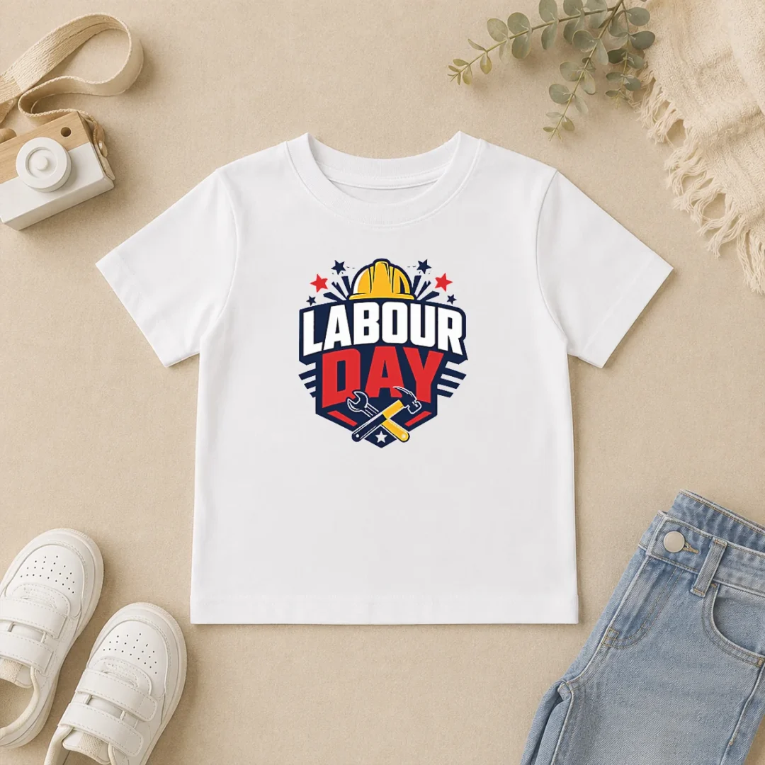 Pretty Bold Shield Badge Labour Day Construction Tools Kids T Shirt Pretty Bold Shield Badge Labour Day Construction Tools Kids T-Shirt