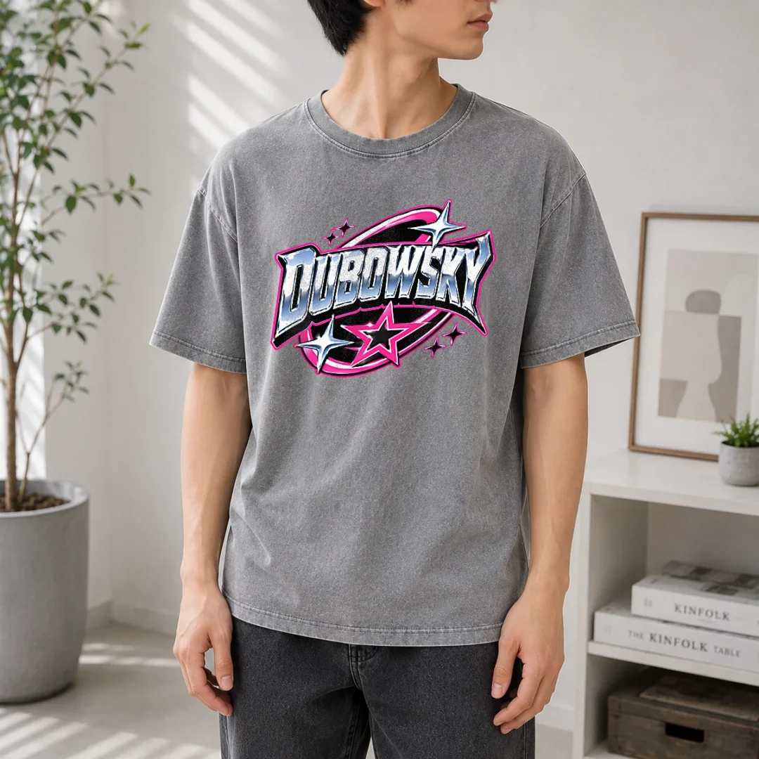 pretty-dubowsky-chrome-metallic-star-burst-pop-art-logo-washed-t-shirt Pretty Dubowsky Chrome Metallic Star Burst Pop Art Logo Washed T-Shirt