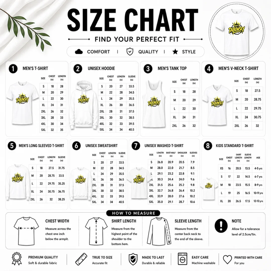 pretty-dubowsky-graffiti-crown-paint-drip-street-art-logo-size-chart Size chart for Pretty Dubowsky Graffiti Crown Paint Drip Street Art Logo with measurements in inches and cm to help choose the right fit