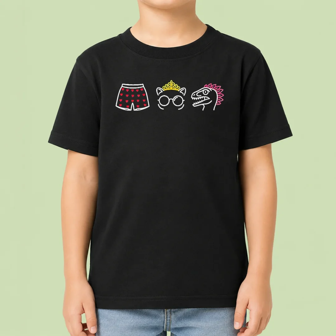 pretty-funny-boxers-princess-and-dinosaur-neon-icons-kids-t-shirt Pretty Funny Boxers Princess And Dinosaur Neon Icons Kids T-Shirt