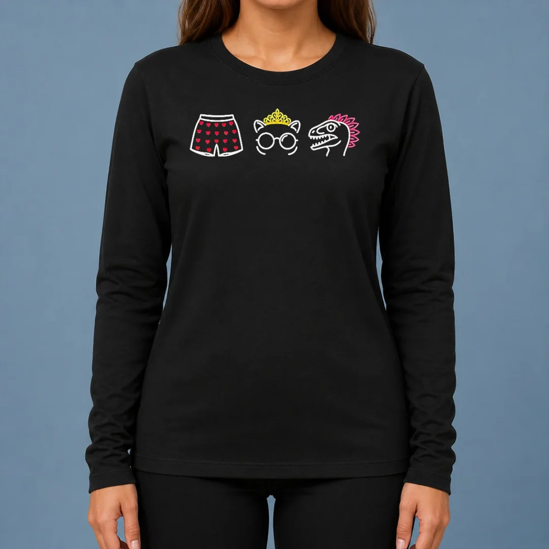 pretty-funny-boxers-princess-and-dinosaur-neon-icons-long-sleeve-shirt Pretty Funny Boxers Princess And Dinosaur Neon Icons Long Sleeve Shirt