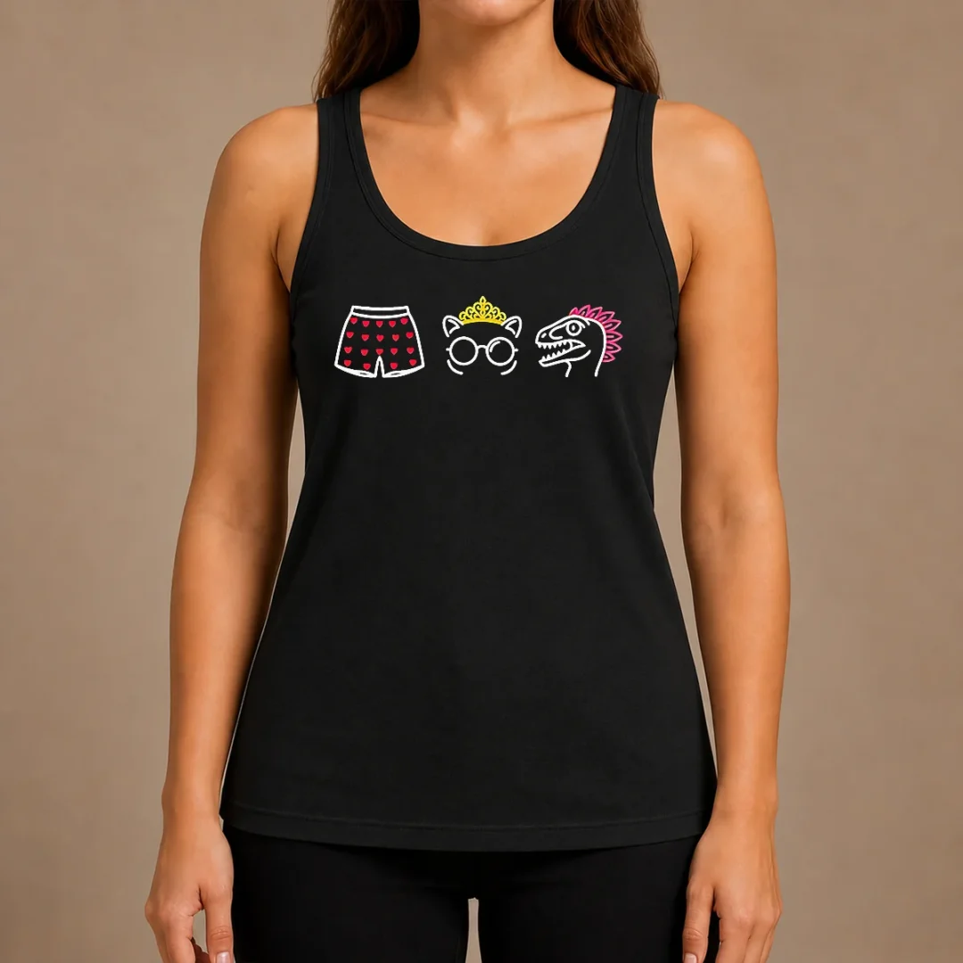 pretty-funny-boxers-princess-and-dinosaur-neon-icons-tank-top Pretty Funny Boxers Princess And Dinosaur Neon Icons Tank Top