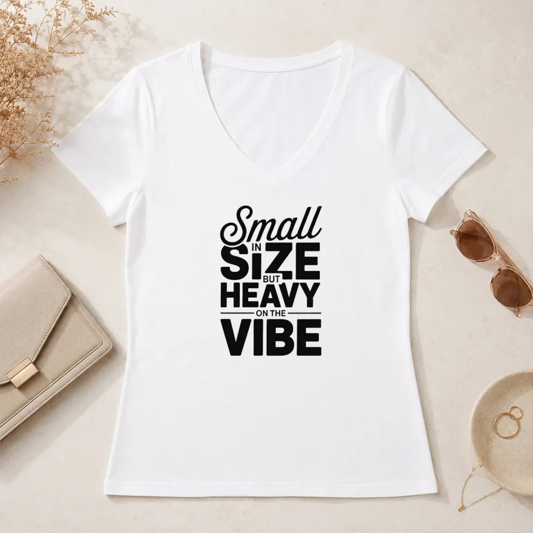 Pretty Good Small In Size But Heavy On The Vibe Funny Quote V Neck Shirt Pretty Good Small In Size But Heavy On The Vibe Funny Quote V-Neck Shirt