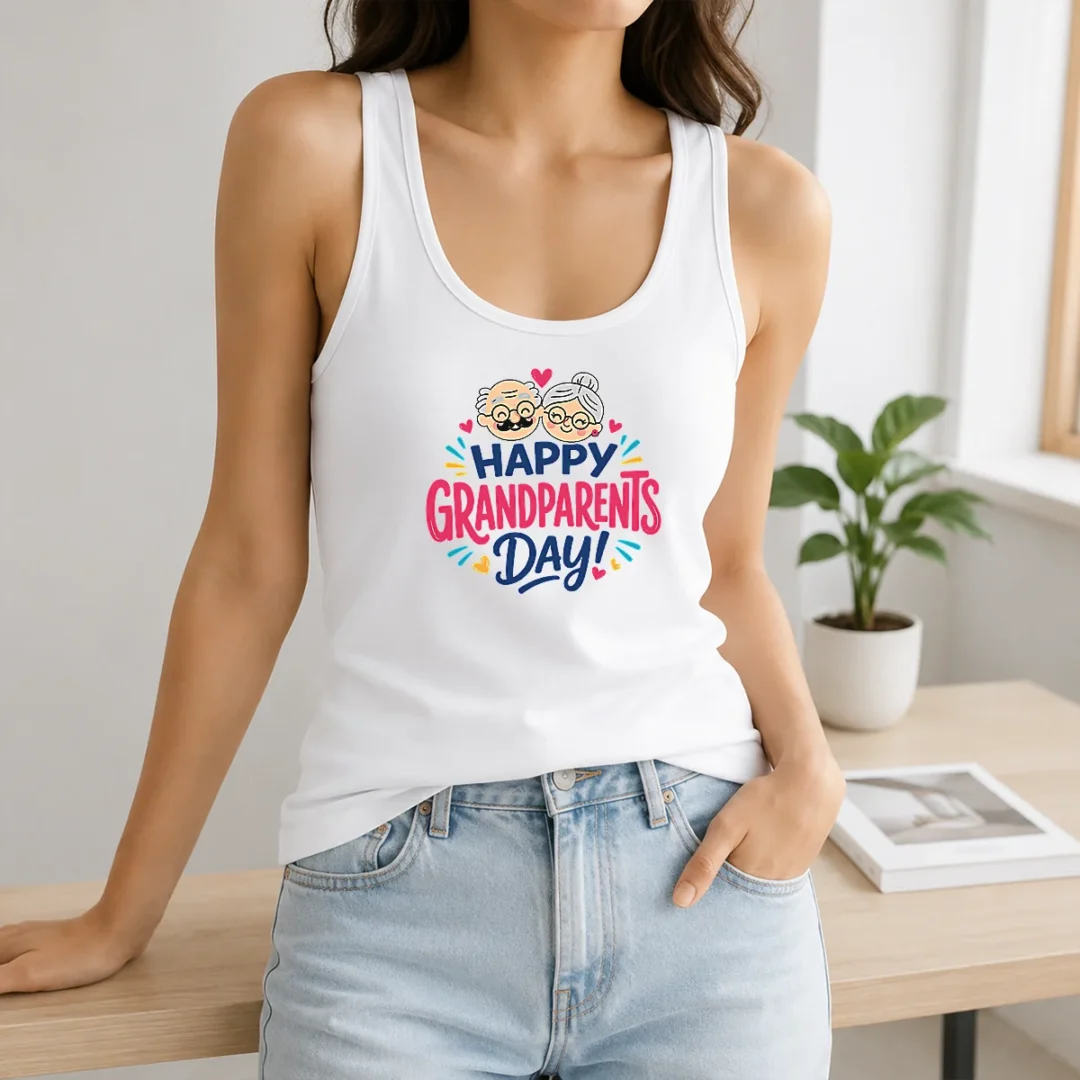 Pretty Happy Grandparents Day Cute Couple Hearts Typography Tank Top Pretty Happy Grandparents Day Cute Couple Hearts Typography Tank Top