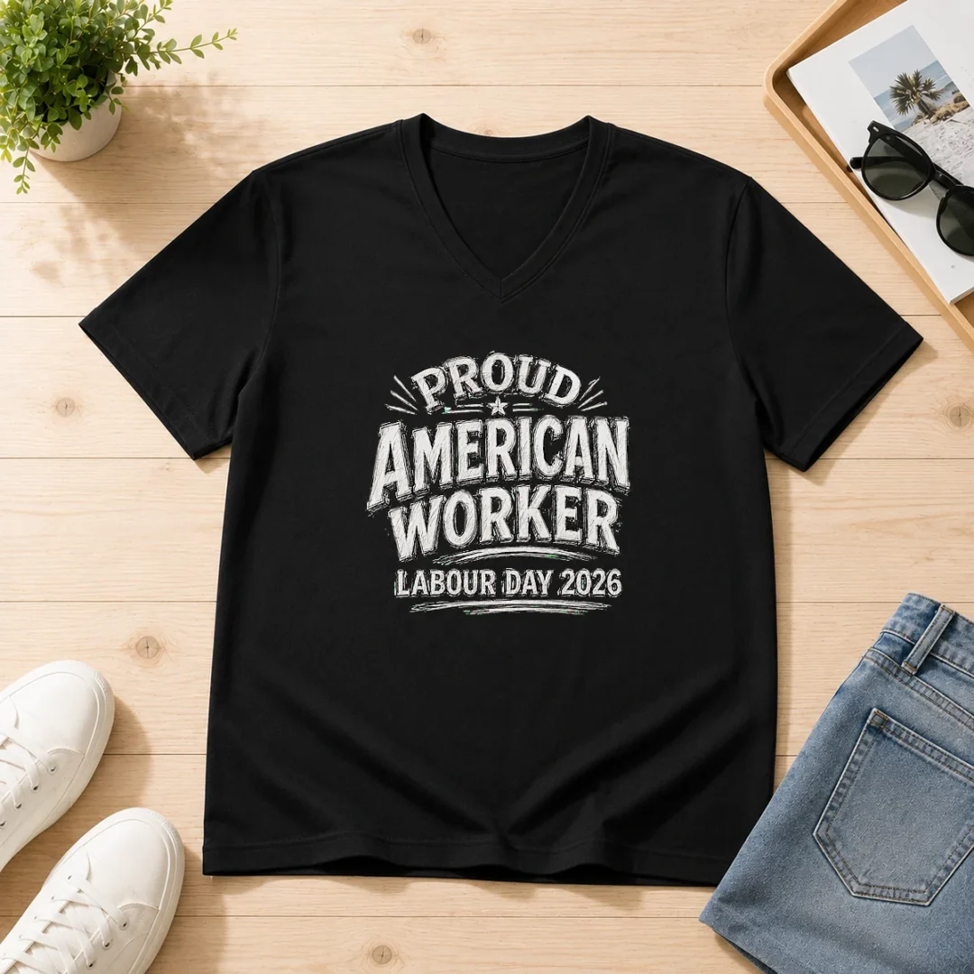 pretty-labour-day-proud-american-worker-sketch-v-neck-shirt Pretty Labour Day Proud American Worker Sketch V-Neck Shirt