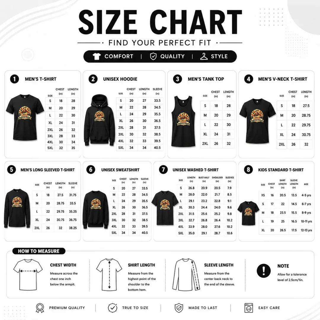 pretty-labour-day-proud-american-worker-vintage-size-chart Size chart for Pretty Labour Day Proud American Worker Vintage with measurements in inches and cm to help choose the right fit