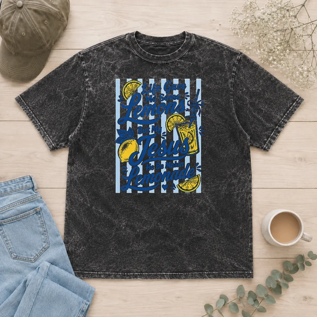 pretty-life-gave-me-lemons-jesus-makes-lemonade-black-washed-t-shirt Pretty Life Gave Me Lemons Jesus Makes Lemonade Black Washed T-Shirt
