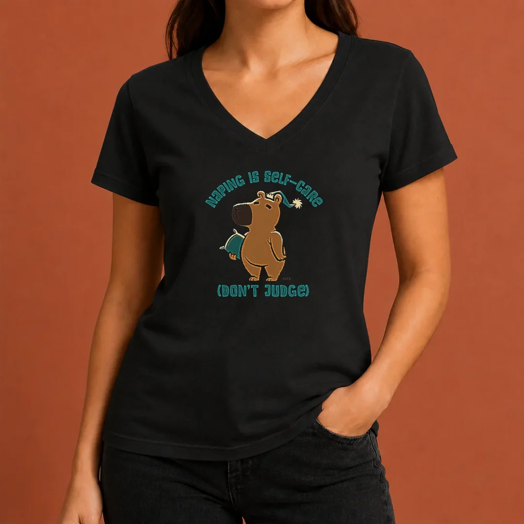 pretty-napping-is-selfcare-v-neck-shirt Pretty Napping Is Selfcare V-Neck Shirt