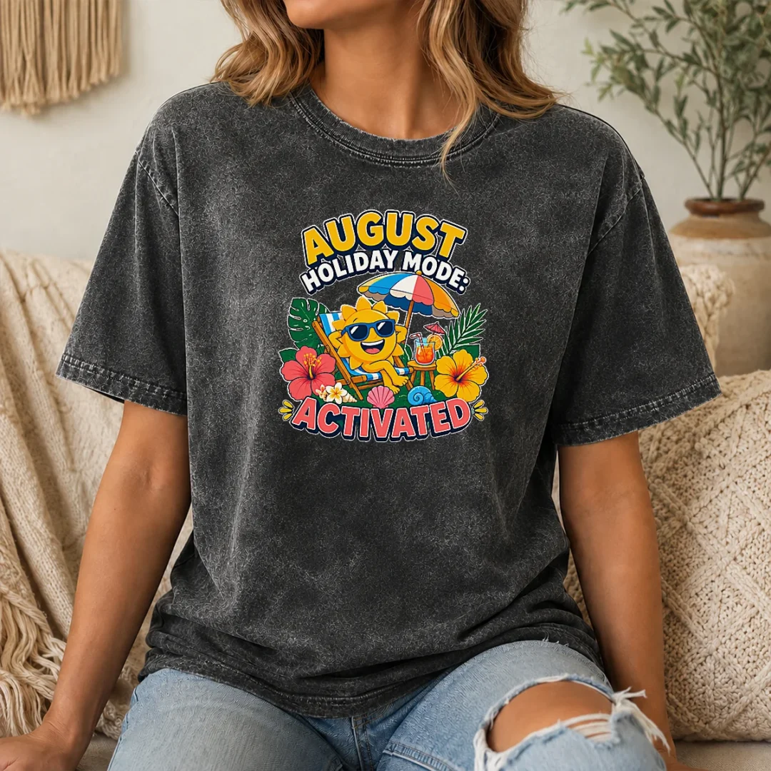 Pretty Nice August Holiday Vector With Summer Vibes Washed T Shirt Pretty Nice August Holiday Vector With Summer Vibes Washed T-Shirt