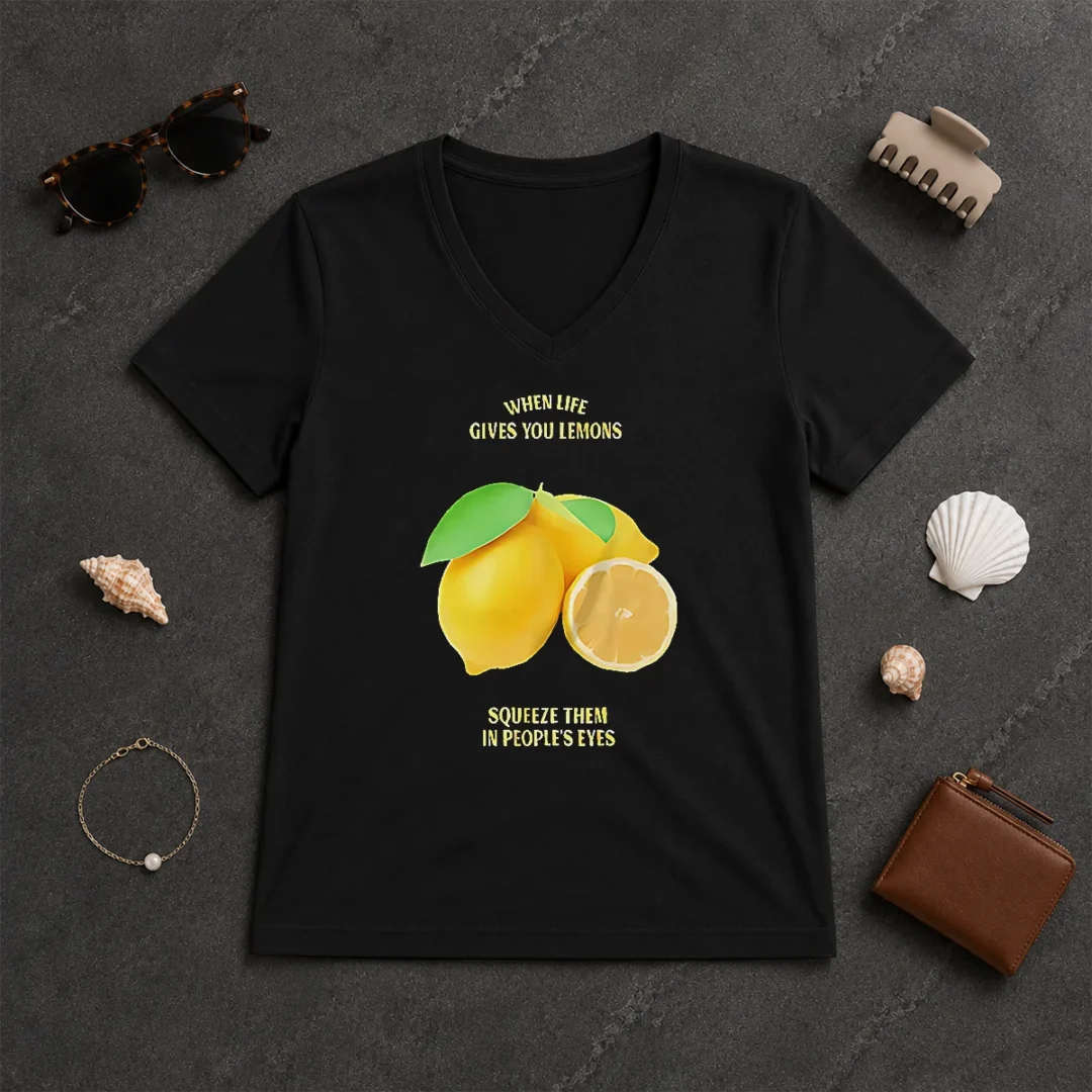 Pretty Nice When Life Gives You Lemons Squeeze Them In People'S Eyes V Neck Shirt Pretty Nice When Life Gives You Lemons Squeeze Them In People'S Eyes V-Neck Shirt