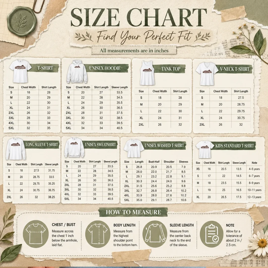 pretty-official-dewback-steakhouse-geek-size-chart Size chart for Pretty Official Dewback Steakhouse Geek with measurements in inches and cm to help choose the right fit