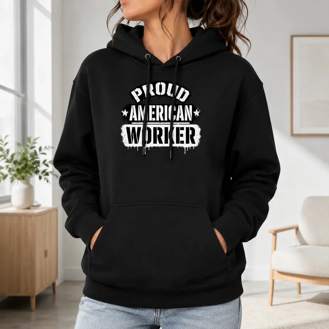 Pretty Official Labour Day Proud American Worker Stencil Hoodie Pretty Official Labour Day Proud American Worker Stencil Hoodie