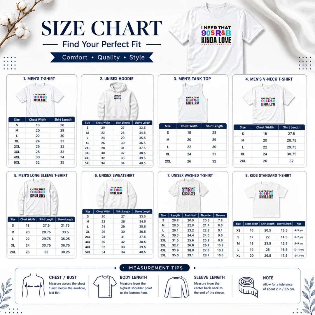 pretty-original-i-need-that-90-s-rampb-kinda-love-size-chart Size chart for Pretty Original I Need That 90'S Rampb Kinda Love with measurements in inches and cm to help choose the right fit