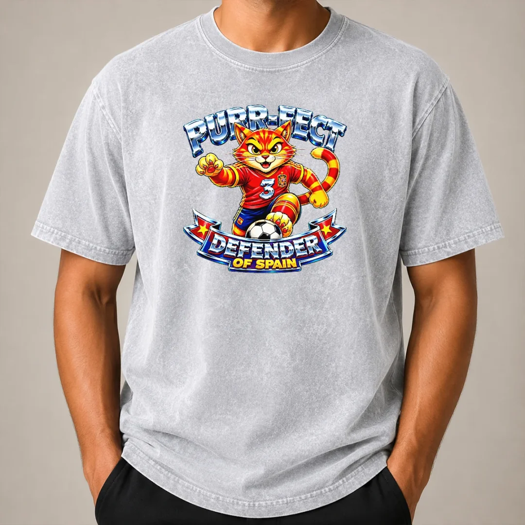 Pretty Premium Spain Soccer Cat Meme Purr Fect Defender YK Washed T Shirt Pretty Premium Spain Soccer Cat Meme Purr Fect Defender YK Washed T-Shirt