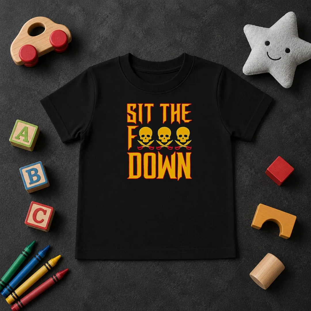 Pretty Sit The F Down Pirate Skull Crossbones Kids T Shirt Pretty Sit The F Down Pirate Skull Crossbones Kids T-Shirt
