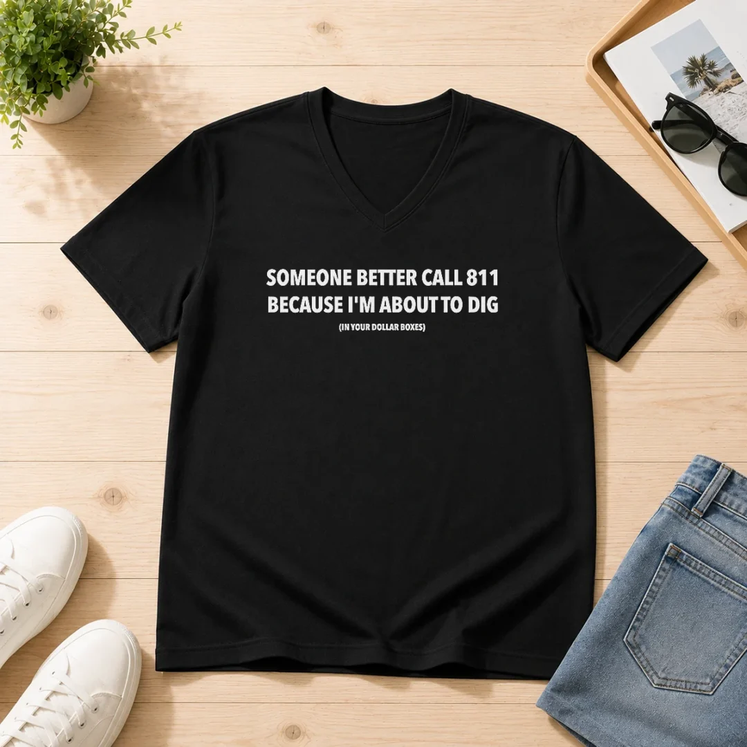 pretty-someone-better-call-811-because-i-m-about-to-dig-in-your-dollar-boxes-v-neck-shirt Pretty Someone Better Call 811 Because I'M About To Dig In Your Dollar Boxes V-Neck Shirt