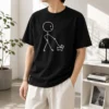 Pretty Stick Figure Walking A Dog Minimalist Line Art