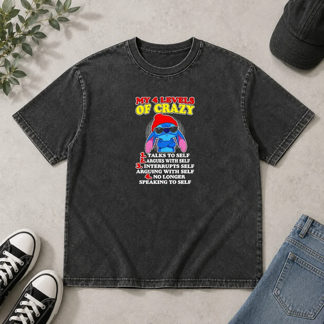 pretty-stitch-lilo-and-stitch-my-4-levels-of-crazy-talks-to-self-argues-with-self-washed-t-shirt Pretty Stitch Lilo And Stitch My 4 Levels Of Crazy Talks To Self Argues With Self Washed T-Shirt