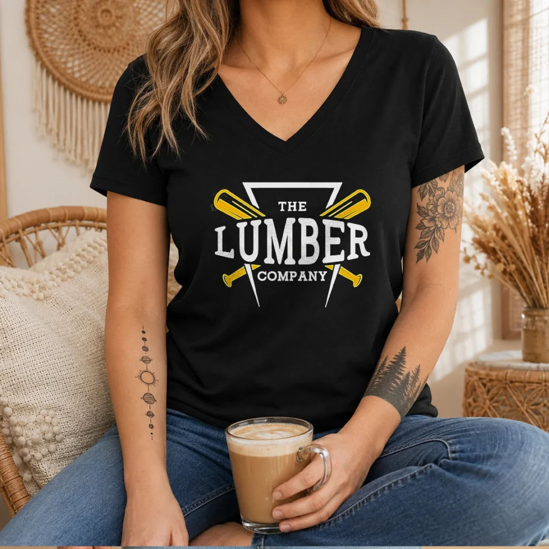 pretty-the-lumber-company-baseball-bats-sports-v-neck-shirt Pretty The Lumber Company Baseball Bats Sports V-Neck Shirt