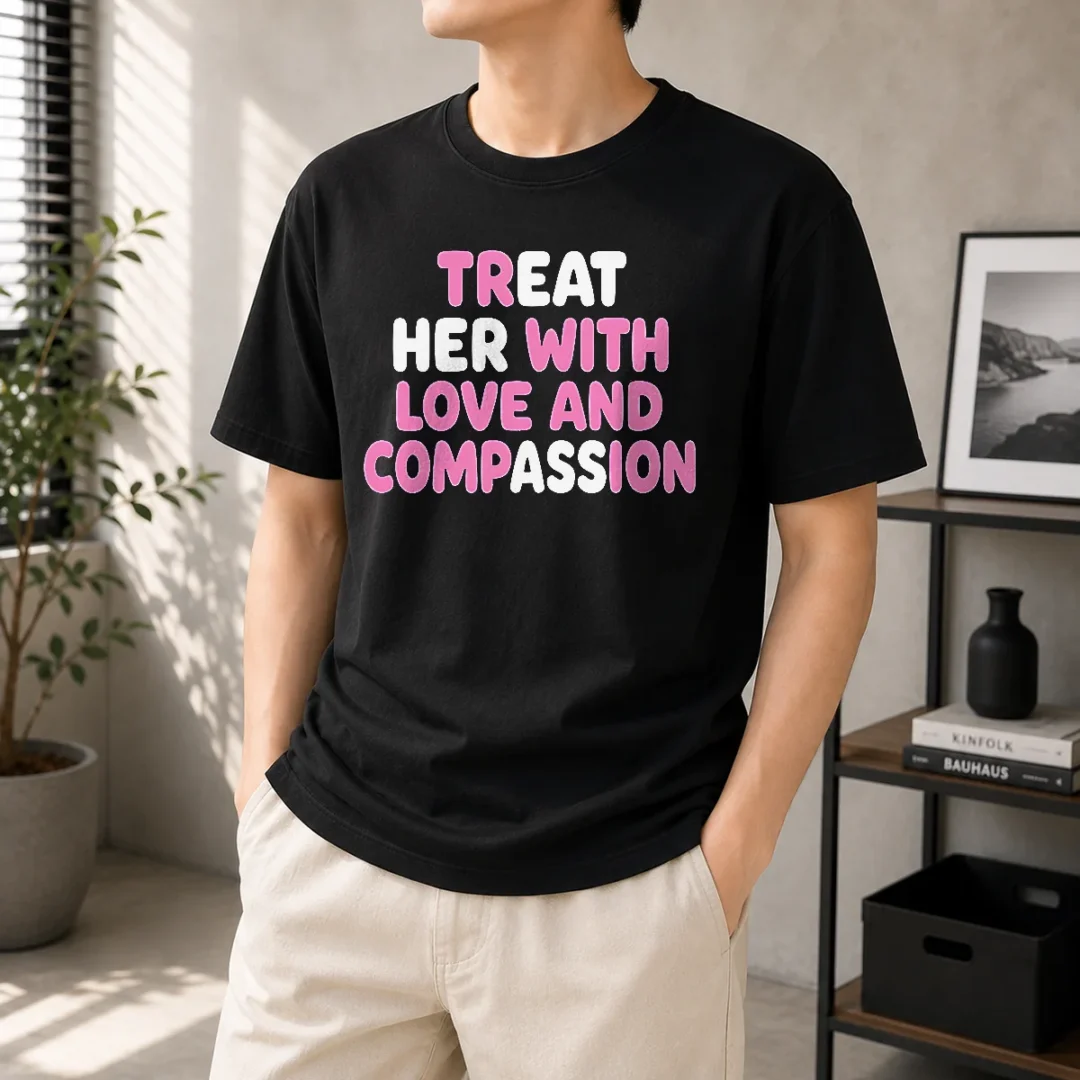 pretty-treat-her-with-love-and-compassion-kindness-t-shirt Pretty Treat Her With Love And Compassion Kindness