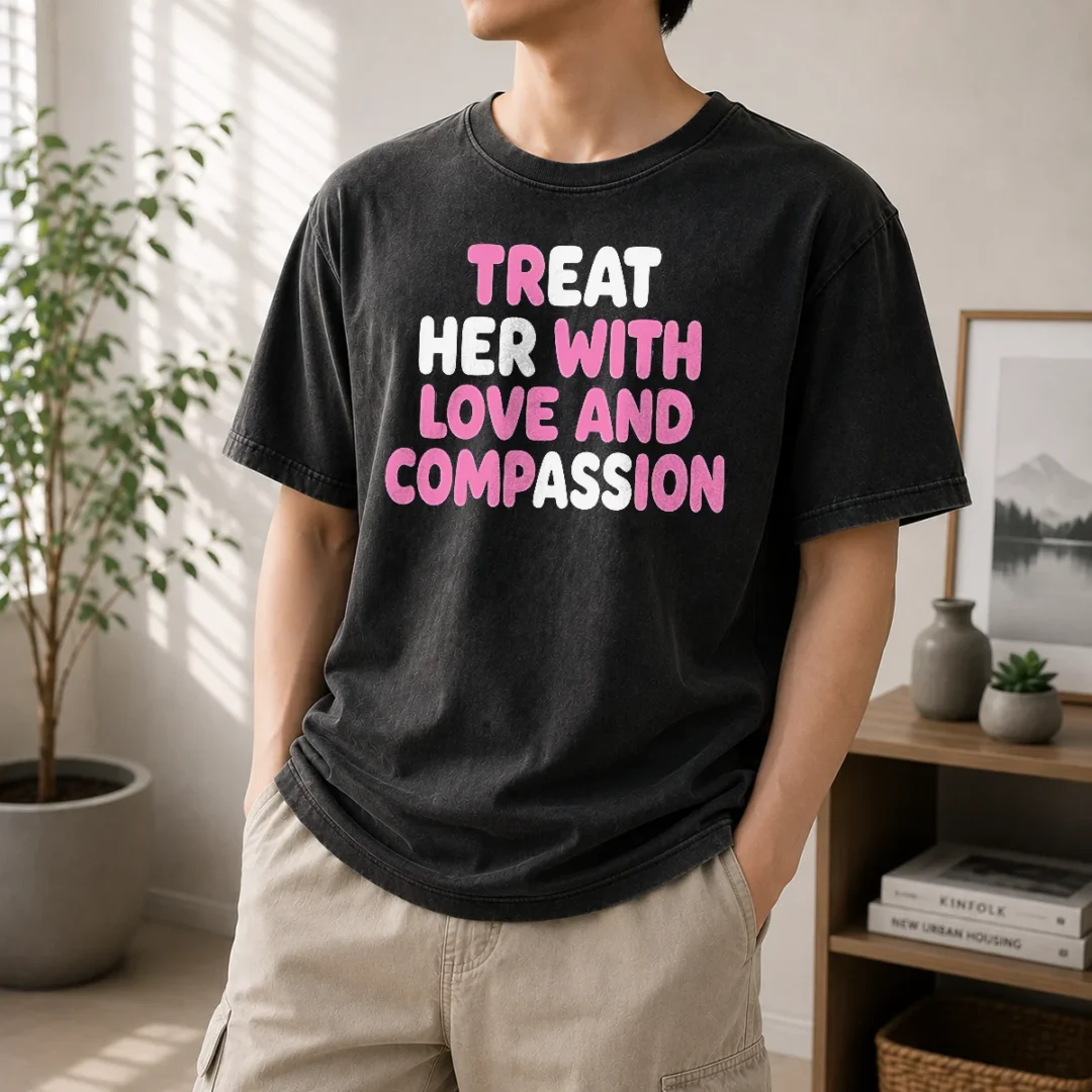 pretty-treat-her-with-love-and-compassion-kindness-washed-t-shirt Pretty Treat Her With Love And Compassion Kindness Washed T-Shirt