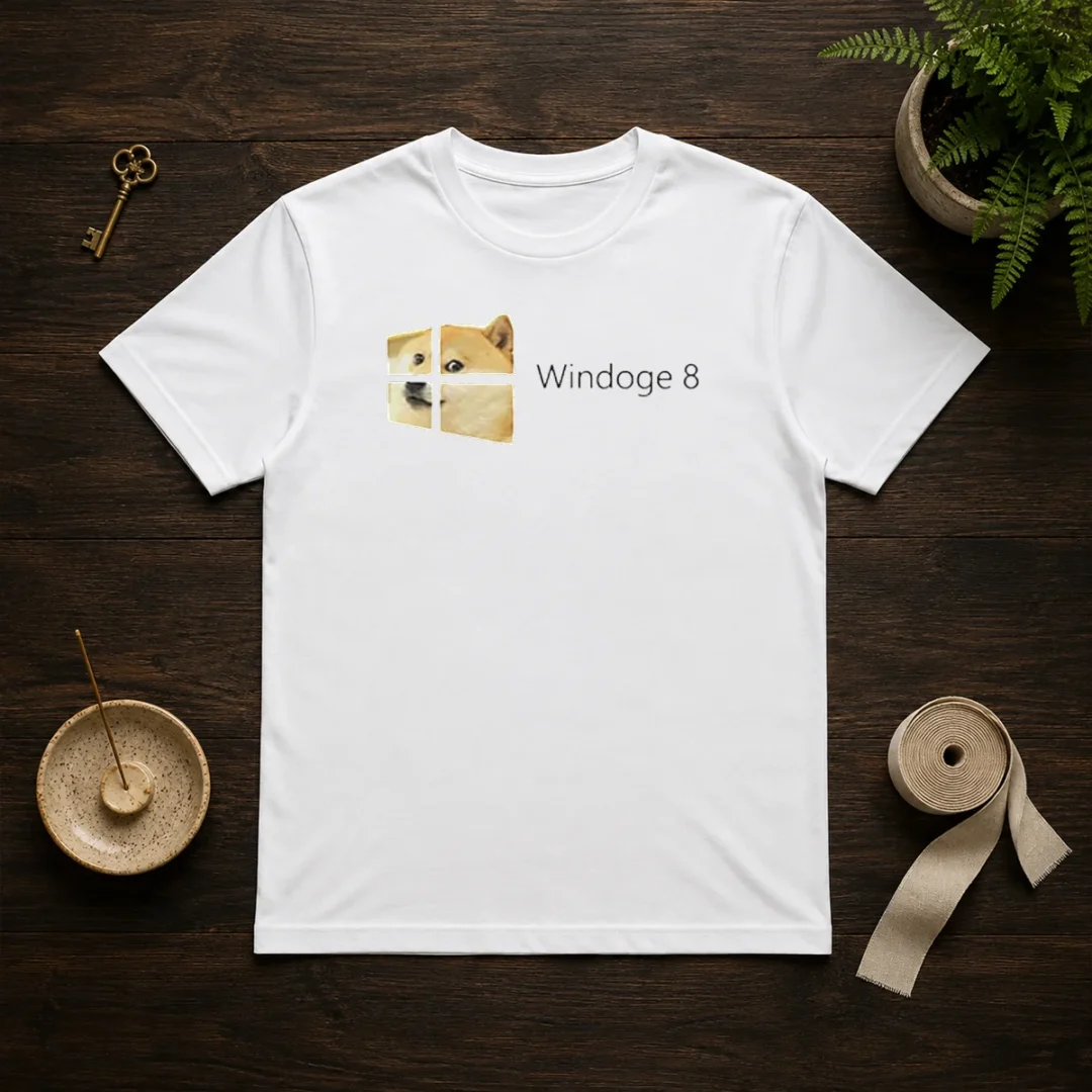 pretty-windoge-8-doge-windows-logo-t-shirt Pretty Windoge 8 Doge Windows Logo t shirt showing front view on a white background