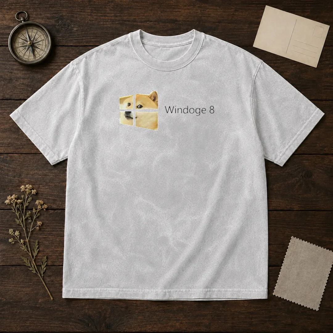 pretty-windoge-8-doge-windows-logo-washed-t-shirt Pretty Windoge 8 Doge Windows Logo on a washed t shirt with a soft faded look