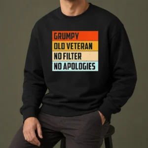 Hot Grumpy Old Veteran No Filter No Apologies Retro Sweater