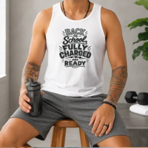 Hot Premium Back To School Fully Charged Line Art Tank Top