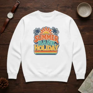 Awesome Vintage Retro Summer Bank Holiday Palm Sunburst Sweater