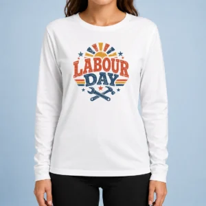 Nice Good Vintage Retro Labour Day Sunburst Tools Long Sleeve Shirt