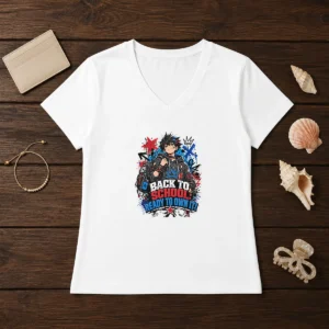 Good Back To School Pride Anime Streetwear V Neck Shirt in vibrant colors, featuring anime-inspired graphics and a comfortable fit