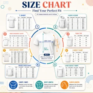 Size chart for Original Protect Your Daughter Educate Your Son Quote with measurements in inches and cm to help choose the right fit