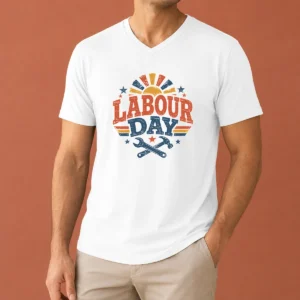 Nice Good Vintage Retro Labour Day Sunburst Tools V-Neck Shirt