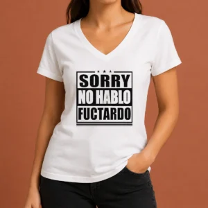 Hot Original Sorry No Hablo Fuctardo Sarcastic Language Barrier V-Neck Shirt