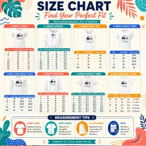 Size chart for Official Trust Me I'M A Physicist Geek with measurements in inches and cm to help choose the right fit