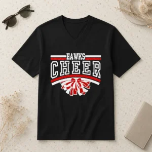 Pretty Hot Hutchinson Hawks Cheer Maroon Glitter V-Neck Shirt