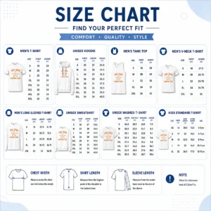 Size chart for Premium Awesome Five Star Basketball Camp 60th Anniversary with measurements in inches and cm to help choose the right fit