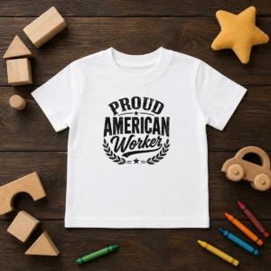 Official Labour Day Proud American Worker Silhouette Kids T-Shirt
