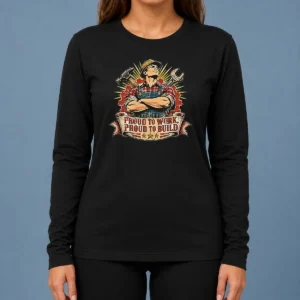 Premium Pretty Vintage Labour Day Proud Worker Graphic Long Sleeve Shirt