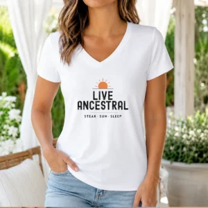 Pretty Live Ancestral Steak Sun Sleep Carnivore Diet V-Neck Shirt