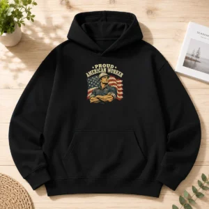 Premium Labour Day Proud American Worker Retro Distressed Hoodie