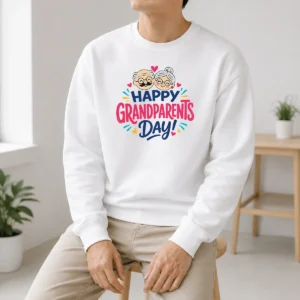 Pretty Happy Grandparents Day Cute Couple Hearts Typography Sweater