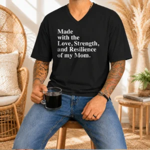 Top Made With The Love Strength And Resilience Of My Mom V-Neck Shirt