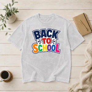 Hot Nice Retro Distressed Back To School Typography Washed T-Shirt