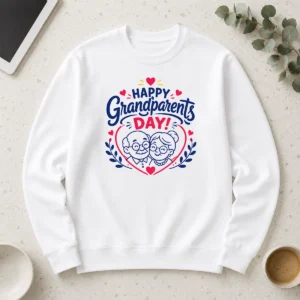 Awesome Happy Grandparents Day Heart Wreath Line Art Long Sleeve Shirt