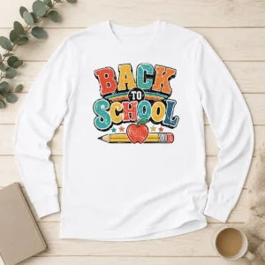 Nice Funny Retro Vintage Back To School Apple Pencil Long Sleeve Shirt