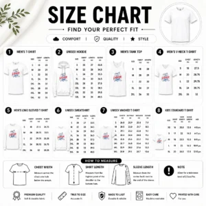Size chart for Pretty Happy Labour Day Sketch Hand Wrench Hammer Tools with measurements in inches and cm to help choose the right fit
