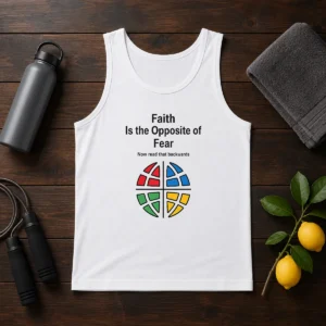 Funny Faith Is The Opposite Of Fear Motivational Quote Apparel Tank Top